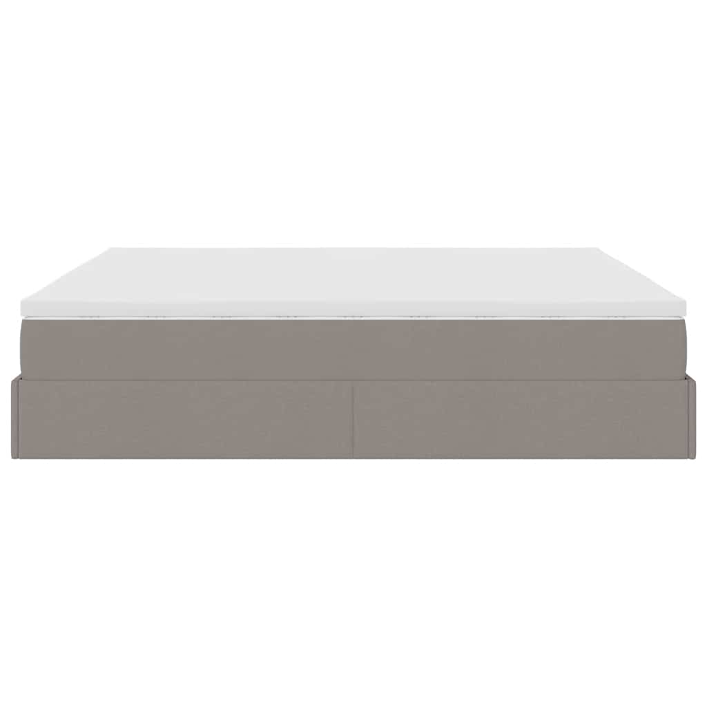Ottoman Bed with Mattresses Taupe 200x200 cm Fabric