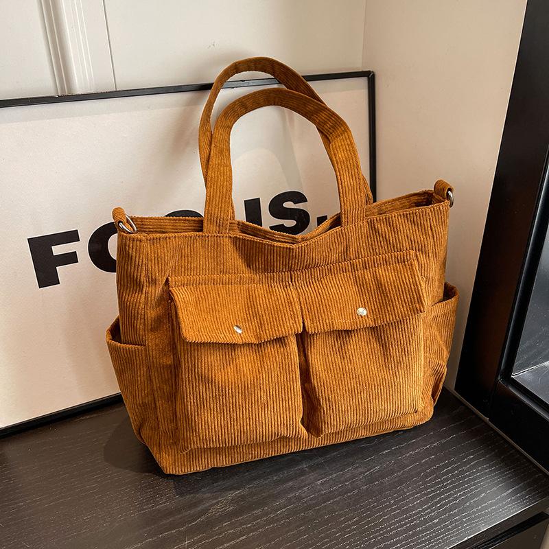 Corduroy Bag Women's Tote Bag Large Capacity Autumn and Winter Messenger 2025 New Versatile Shoulder Class Bag