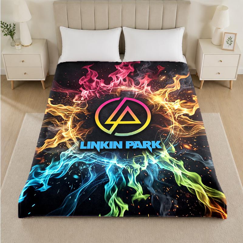 Linkin Park Druck Flanelldecke Gemütliche Leichte Plüschdecke für Bett Sofa Haushalt
