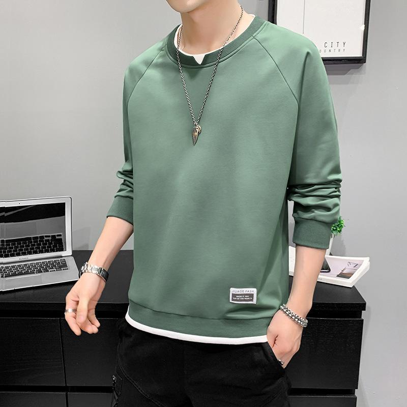 Men's Sweatshirt Spring New Youth Hong Kong Style Casual Loose Round Neck Long Sleeve Versatile T-shirt Bottoming Shirt