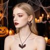 Cool Niche Jewelry for Parties Gothic Bat Halloween Accessory, Vintage Punk Necklace, Viking Spooky Spider Web Earrings Style Dangle Drop Cosplay