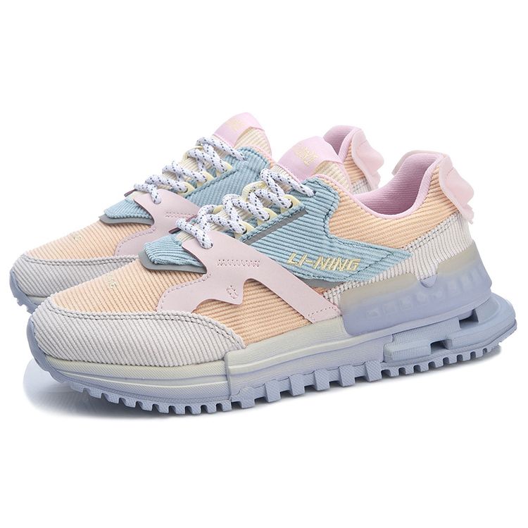 Li Ning 001 Artisan Comfortable Versatile Low-Top Running Shoes Women Running Shoes Gray Orange Blue AGCR122-1