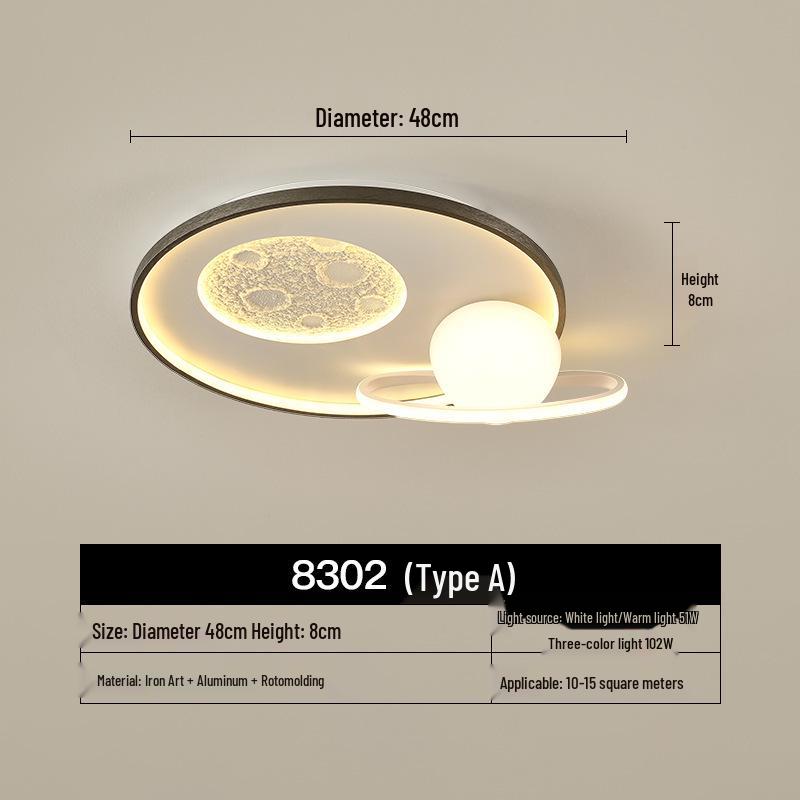 Modern Minimalist Nordic Ceiling Light - Full Spectrum Moon & Starry Sky Design for Master and Children's Bedrooms