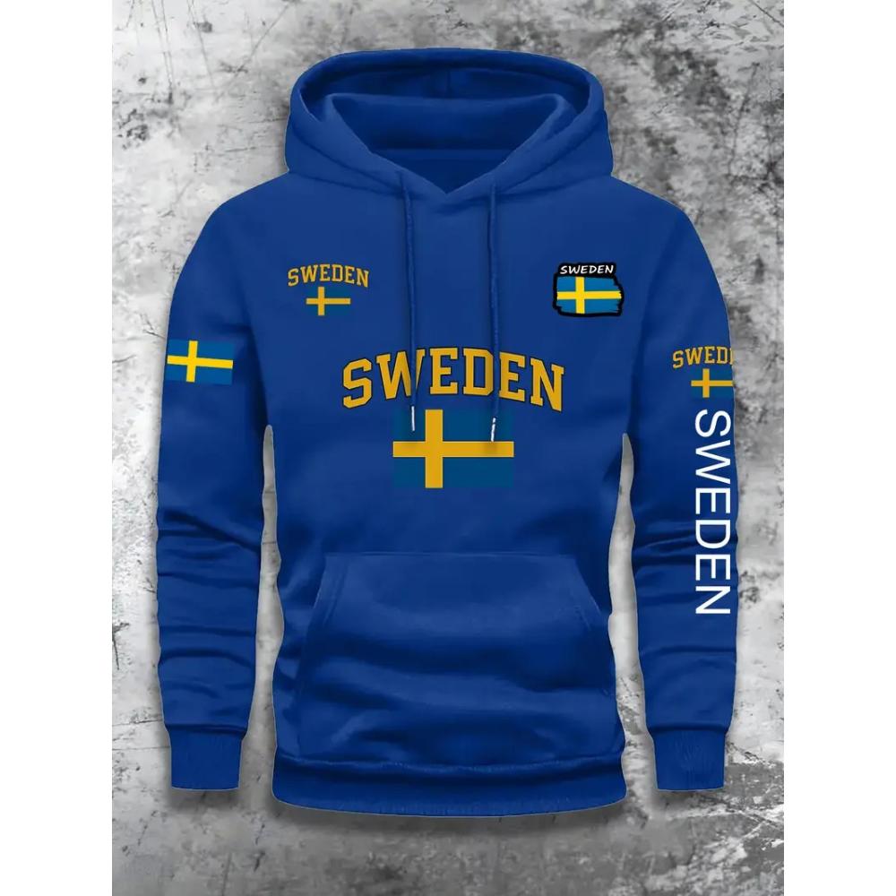 The Men's Hooded Sweatshirt for Autumn and Winter Features an Informal, Modern, and Comfortable Letter Print