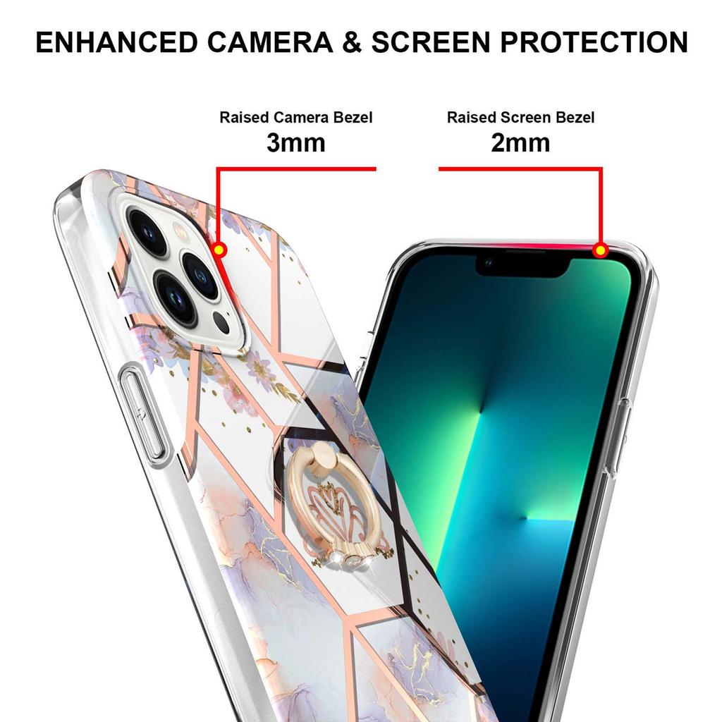 Uchwyt pierścieniowy Złota kratka obramowania Marmurowy kwiat IMD Ultracienkie etui na telefon iPhone 12 12ProMax 11ProMax XSMax XR XS iPhone 7 8 SE iPhone 13 14 15