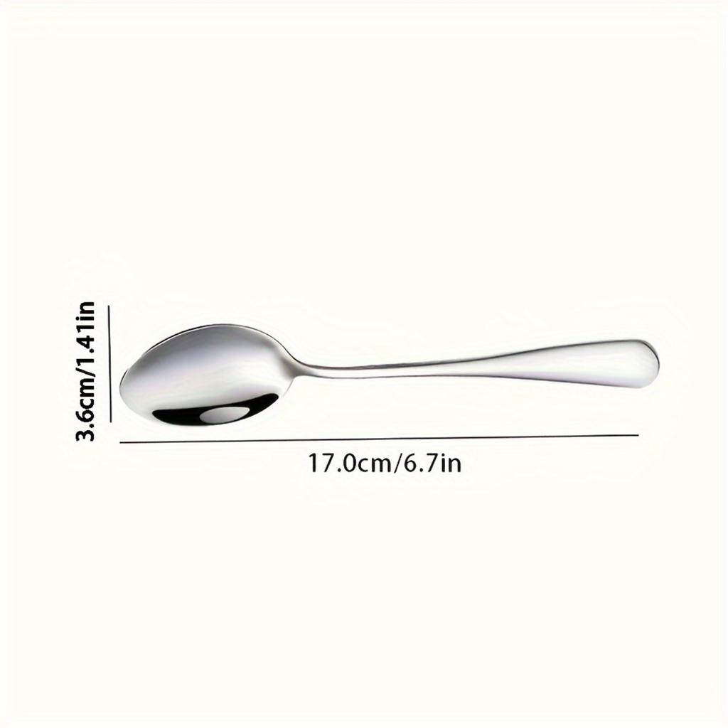 Set of 4 Stainless Steel Spoons - 6.7" Mirror-Polished, Dishwasher Safe for Coffee, Ice Cream.