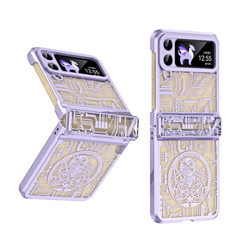 Flip4 Flip3 Foldable Phone Case Mechanical Plating Transparent Hinge Full Body Shockproof Protective Cover