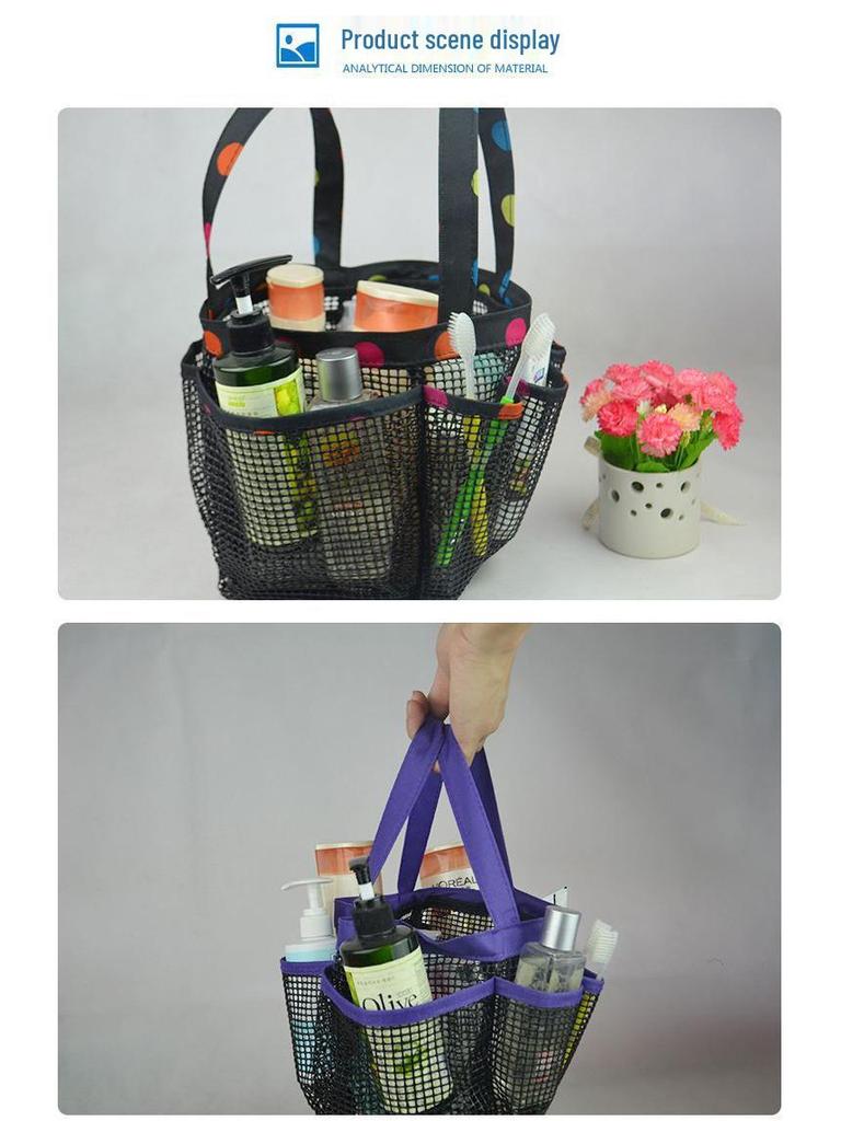Foldable Mesh Toiletry Tote: Portable Shower and Swimming Storage Basket