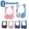 P47M Cat Ear Gaming Headset Wireless Headphones Stereo Bass Bluetooth-Compatible Helmets Cute Over-Ear Headsets