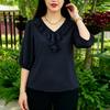 ZANZEA Women Ruffles V-Neck Solid Color Loose 3/4 Sleeve Blouse