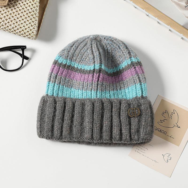 Knitted Warm Hat Ladies Pullover Ear Protector Confinement Windproof Hat Outdoor Cycling Sports Wool Hat Tide