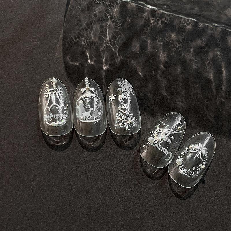 Gold-Stamped Christmas Elk Nail Art Stickers Christmas Series Snowflake Wreath Decorative Stickers