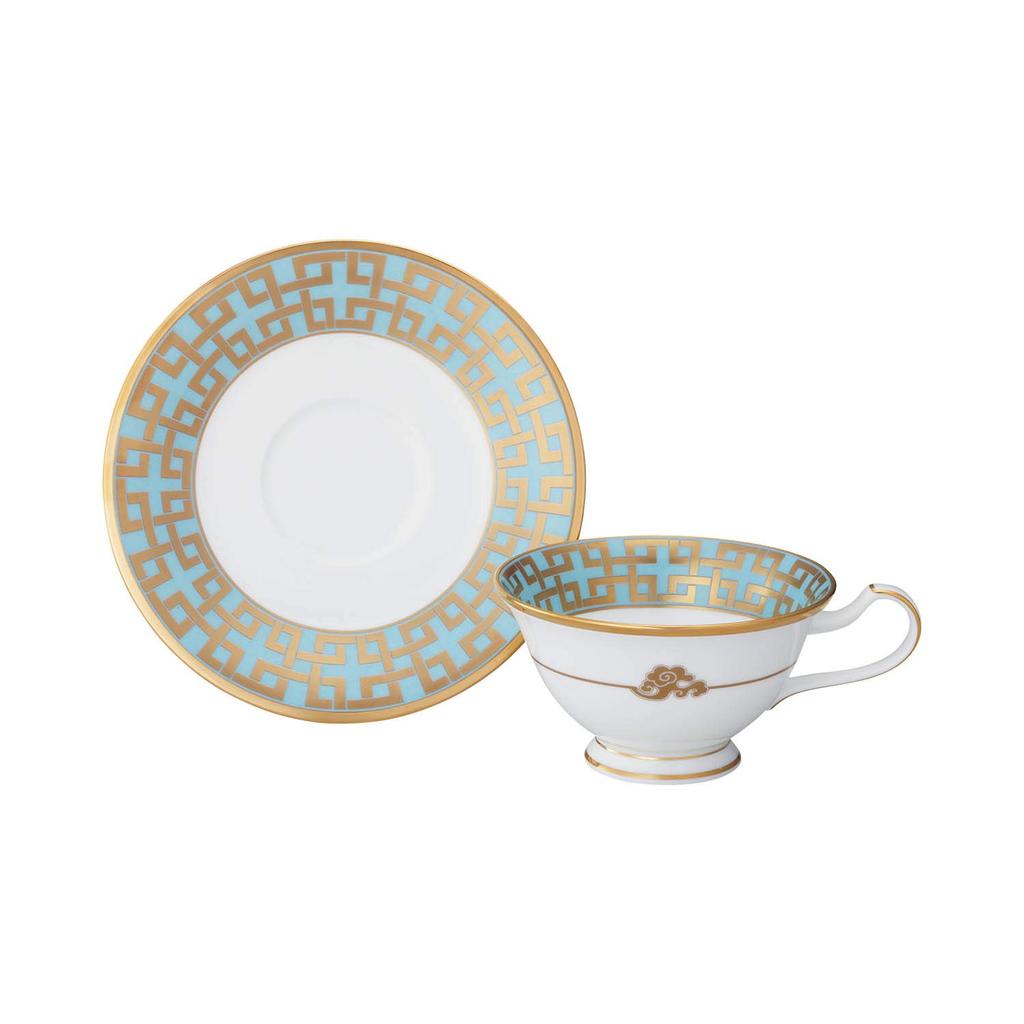 Noritake Cup & Saucer (Pair Set) (For Coffee and Tea) 220cc, Mica Karacho Design, Two Pieces, Square Joint, Bone China, P59587/4933