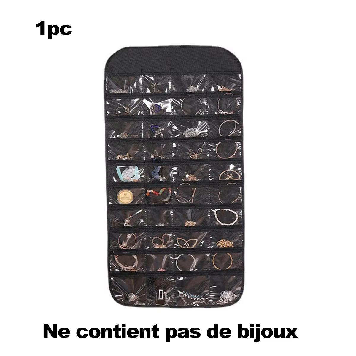 

1pc 80 Pockets Jewelry Storage Bag Non-woven Fabric Hanging Women Jewelry Organizer Earrings Necklace Ring Display Holder чорний