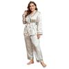Plus Size Pajamas Women's Cardigan Tie Sleeping Robe Sleeping Pants Suit Casual Loose Home