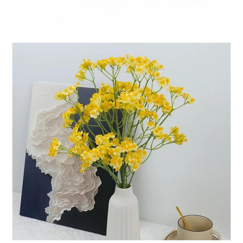 Wedding Decor Artificial Flowers Silk Small Daisy Plant Auditorium Decoration Fake Flower Simulation Yellow Chamomile Branches