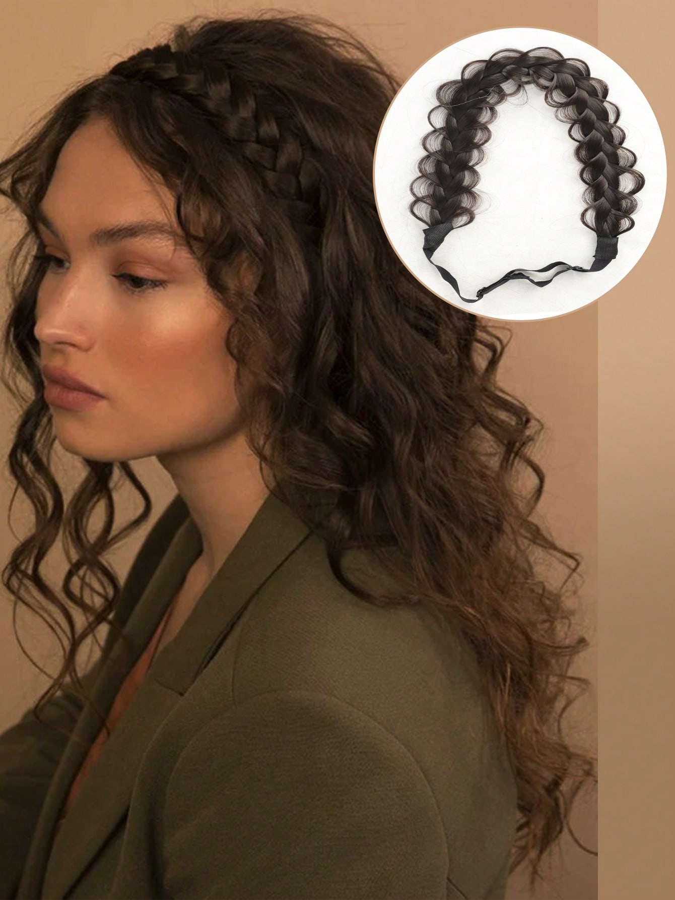 

Регулируемая повязка на голову, плетеная вручную, синтетический парик, симпатичная повязка на голову, используется для ежедневного ношения девочками. 14inch