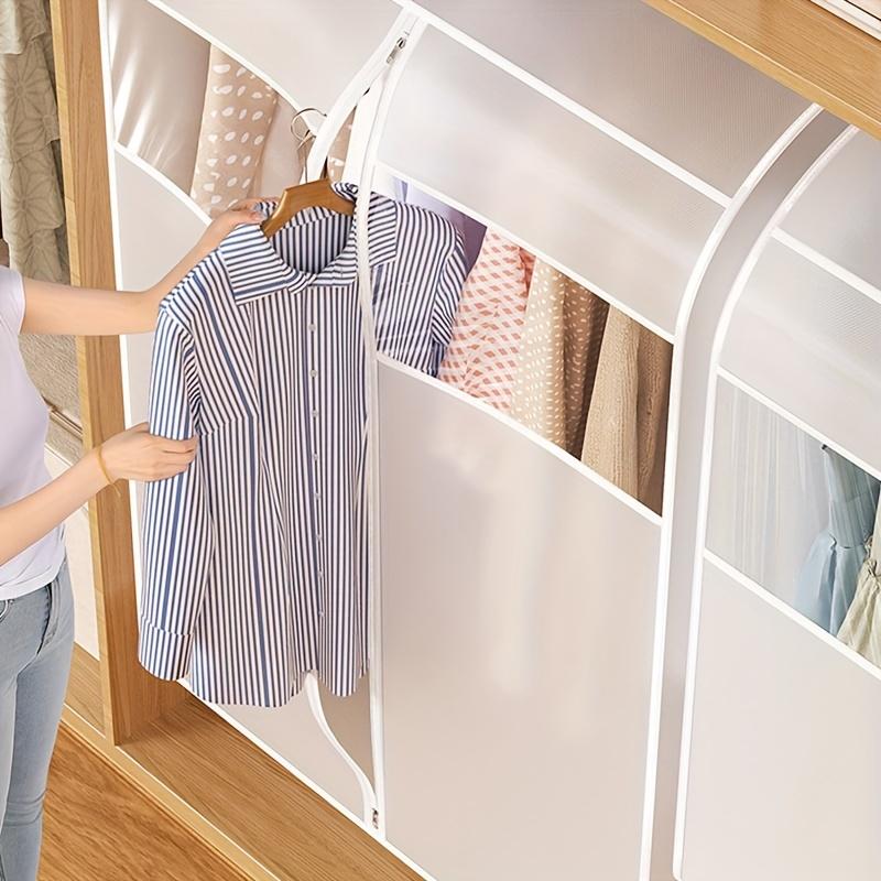 1pc Washable Transparent Garment Bag Dustproof Hanging Clothes Cover with Magic Tape Closure, Polyester Storage Organizer for Home Use
