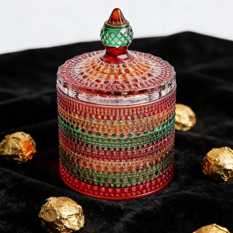 Modern Yurt Styles Glass Container Transparent Sealed for Candy Nut Jewelry Storage Decorative Household Item
