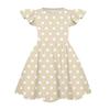 Girls Short Sleeve Ruffle Polka Dot Dress Soft Cotton Crewneck Casual A Line Dress for Kids Summer Outfits
