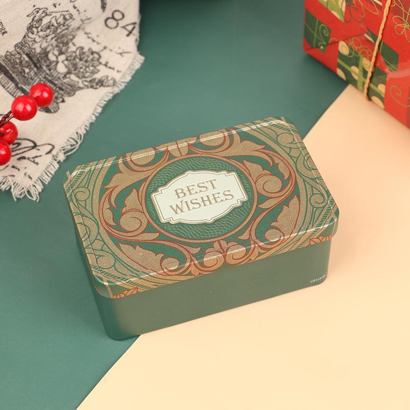 

1 шт. прямоугольная жестяная банка, коробка для конфет, подарочная коробка для хранения, банка для печенья, металлическая банка, домашняя коробка для хранения, рождественские банки для конфет, детский подарок зелёный