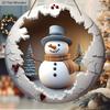 Christmas Wooden Sign with Snowman Pattern - Navidad Round Sign for Front Door, Wall Hanging Decor - Ideal Christmas Decoration