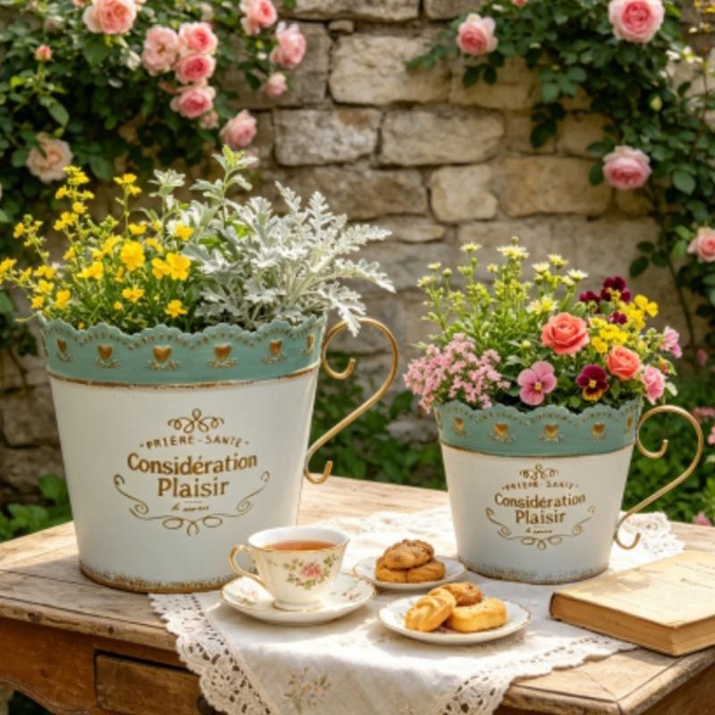 Vaso da Fiori in Ferro Embossé di Pizzo Fioriera Vaso da Fiori da Scrivania Fioriera per Piante Vaso da Piante Secchio per Piante da Balcone Per Piante o Oggetti Decorativi