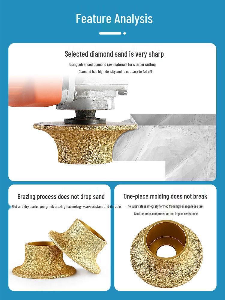 French Edge Diamond Grinding Wheel for Marble and Quartz Tile Rounding