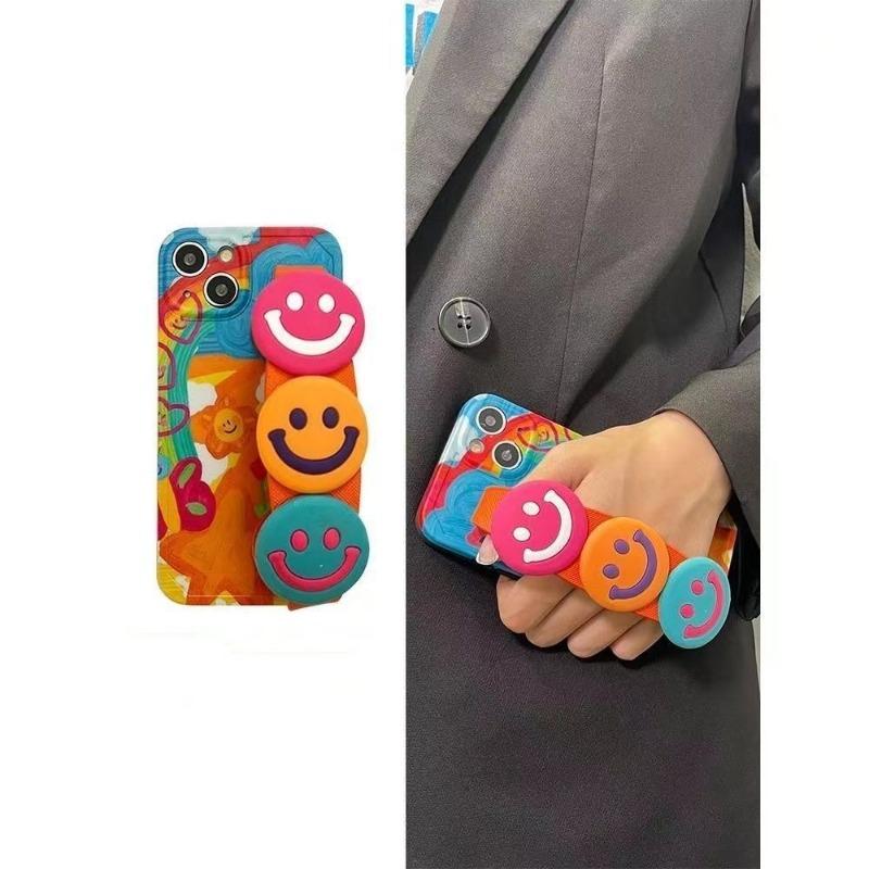 Graffiti Flower Wrist Strap Crossbody Full Coverage Phone Case For Iphone 13 14 15 16 17 Pro Max