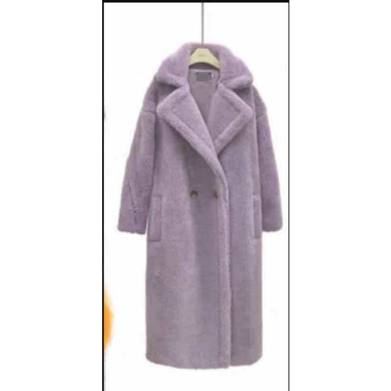 Teddy bear coat women's long thickened imitation lamb wool plush coat imitation sheep shearing cotton clothing winter loose