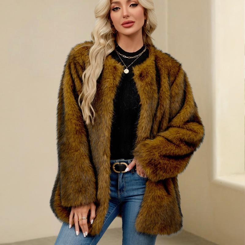 Autumn and winter new imitation fur coat women's loose warm plush cardigan artificial wool coat coat