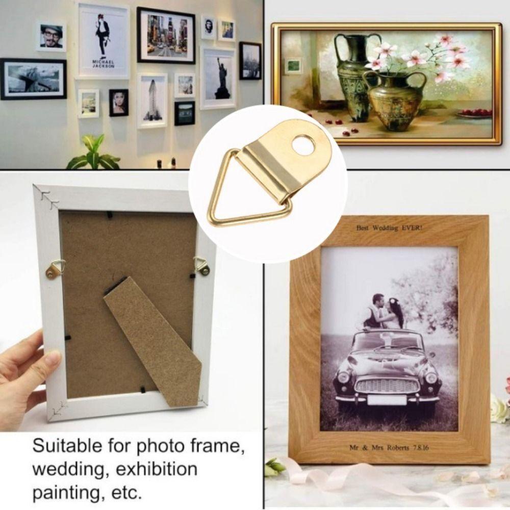 100Pcs with Screws Triangle Hanging Ring Single Hole Half Circle Ring  Mirror Hanging