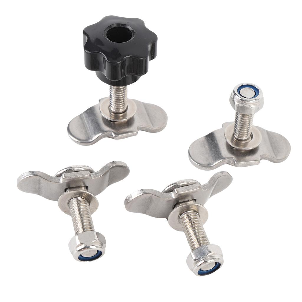 L Track Tie Down Fittings M8x35mm Stainless Steel Double Lug Threaded Stud Nut Kit for Truck Bed Trailer Cargo Control