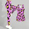 Completo yoga con stampa leopardata per donna, leggings da allenamento alla moda, set sportivo casual per fitness e yoga, tuta sportiva