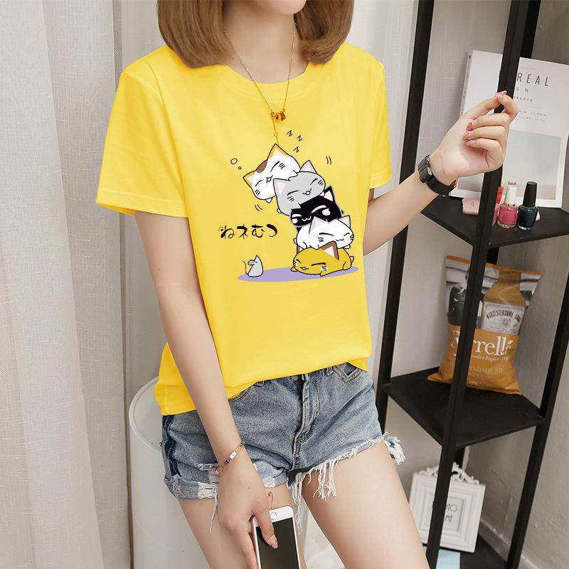Women's short-sleeved t-shirt women's summer new Korean version cartoon student crew-neck bottoming shirt