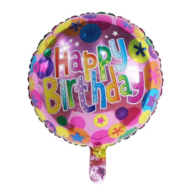 50Pcs/lot 18inch English Happy Birthday Aluminum Foil Balloon Round Helium Balloon Kids Birthday party decoration Air Golobs