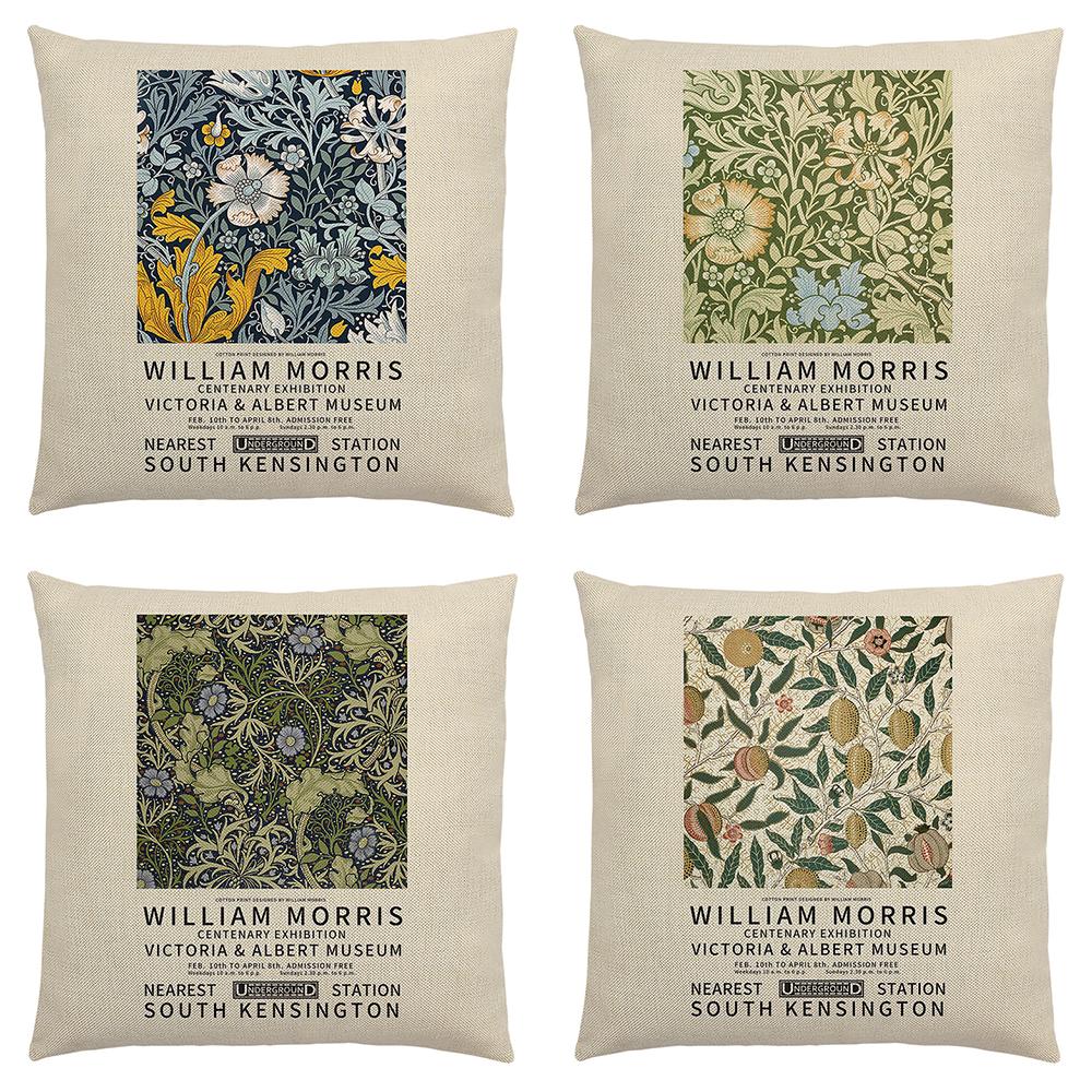 William Morris Painting Cushion Cover for Sofa Throw Pillow Cover Vintage Linen Pillow Case Home Decoration Leaf Plants Printing