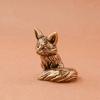 Vintage Brass Solid Fox Ornament for Study Desk Office Desktop Tea Pet Small Bronze Handicraft