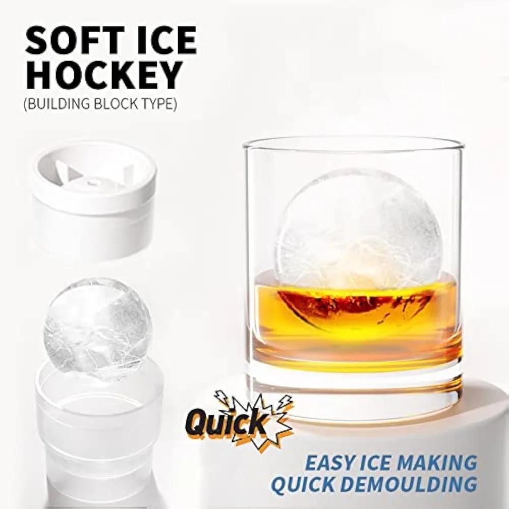4Pcs Circular Ice Hockey Mold 7cm Ice Sphere Moulds for No-Lead Crystal Whisky for Bourbon Freezer Ice Mold Kitchen Gadgets