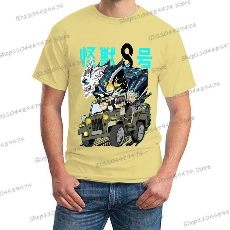 Funny Manga Kaiju No 8 Streetwear Japanese Y2K Anime Men T-shirt Casual Short Sleeve Harajuku Kafka Hibino Men's Clothing Tops