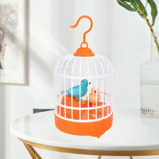 Kids Birdcage Toy with Sound Light Flapping Wings Detachable Hook Voice Control Funny Toddlers Educational Simulated Bird Model Toy Boys Girls Gift
