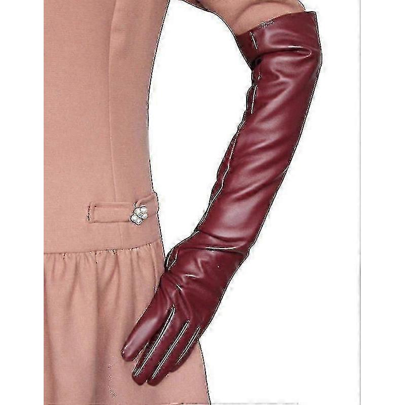 Elegant Mitten Gloves for Women Leather Silky Lining 50cm NS2