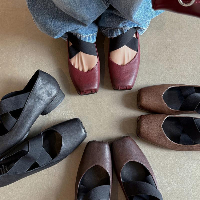 New women's fashion shoes comfortable sheepskin women's shoes low heel non-slip beef tendon sole large size shoes casual leather shoes