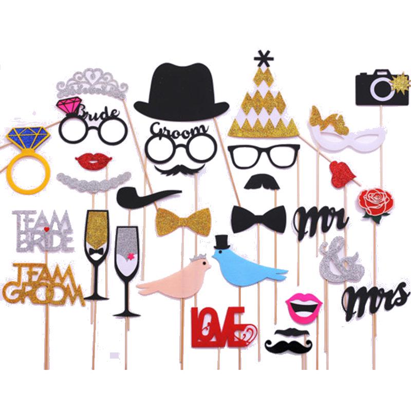 Creative Love Birds Wedding Photo Booth Signs - Gold & Silver Props for Parties
