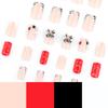 French black and white zebra pattern nail art piece point diamond metal bow wearing nail 3D red square wearing nail piece