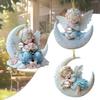 2D Flat Acrylic Angel Baby On Moon Sculpture Hanging Pendant Charm Christmas Tree Ornament Car Interior Decors Gifting