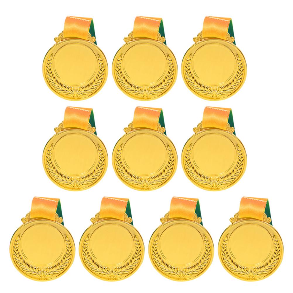 1-10PCS Gold Silver Bronze Winner Medals with Neck Ribbon Golden Winner Awards Medals Football Game Prize School Sports Souveni