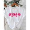 European Size Best Selling Fashion Women'S Summer T-Shirt with Red Small Flower Pattern ,Regular Style, Comfortable and Elastic,Suitable for Daily Use