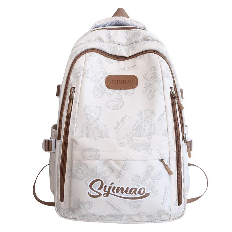 

Шкільний рюкзак жіночий великої місткості молодших школярів, рюкзак для учнів третього та шостого класів, рюкзак із ведмедиком білий