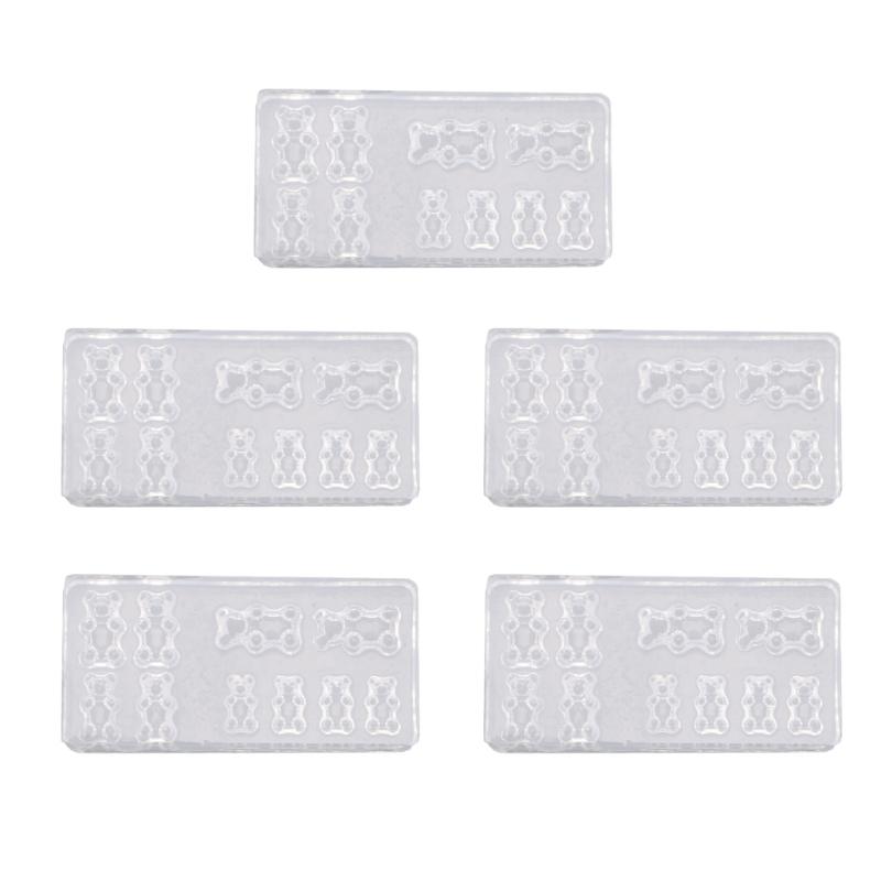 

5 шт., силиконовая форма для дизайна ногтей с медведем в форме медведя, силиконовая форма для дизайна ногтей, шаблон для дизайна ногтей из смолы, художественное ремесло из смолы